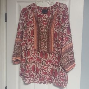 Patterned 3/4 sleeve blouse